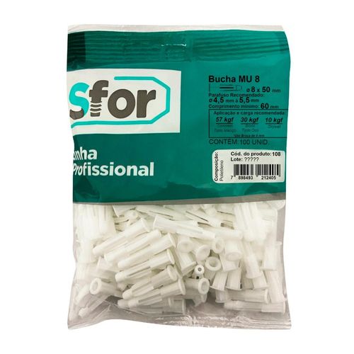 Bucha Mu Sfor Buchas 8mm 100 Peças