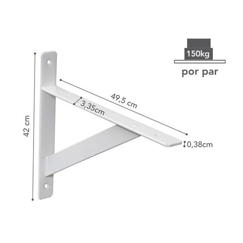 Mão Francesa 50cm Branco P/Prateleira (Reforcada) 08154.005 PRAT-K