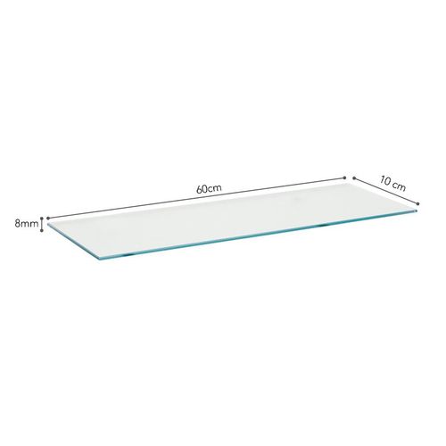 Prateleira de Vidro 0,8x10x60cm Suporte Cromado (Vetro) 08617.002 PRAT-K