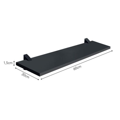 Prateleira 20x60cm Suporte Preto Concept 08857.020 PRAT-K