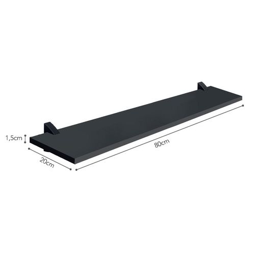 Prateleira 20x80cm Suporte Preto Concept 08857.030 PRAT-K