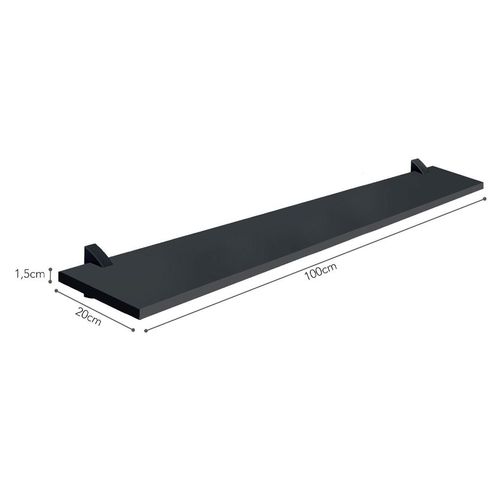 Prateleira 20x100cm Suporte Preto Concept 08857.040 PRAT-K