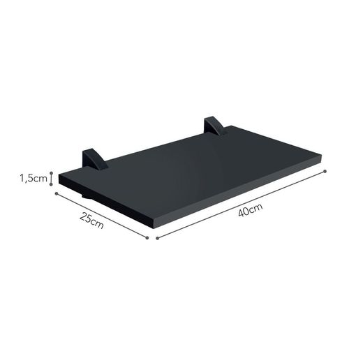 Prateleira 25x40cm Suporte Preto Concept 08857.050 PRAT-K