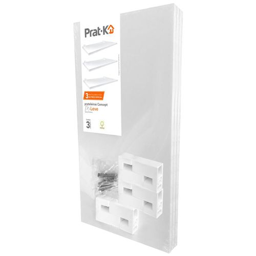 Kit Prateleira 3 Peças 1,2x20x40cm Suporte Branco Me Leve 10263.010 PRAT-K