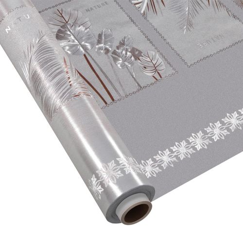 Toalha de Mesa Kapazi Premium Metalizada Quadrados Ornamentais 1,37 Metros