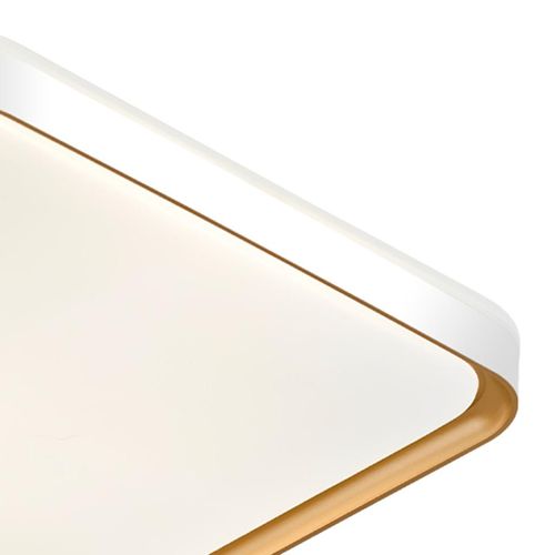 Plafon Led Hevvy Toronto Quadrado Branco C/ Dourado Luz Amarela/Net/Brc 24w