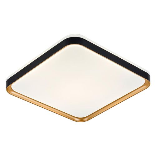 Plafon Led Hevvy Toronto Quadrado Preto C/ Dourado Luz Amarela/Net/Brc 24w