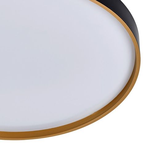 Plafon Led Hevvy 24w Toronto Redondo Preto com Dourado Luz Amarela/Neutra/Branca