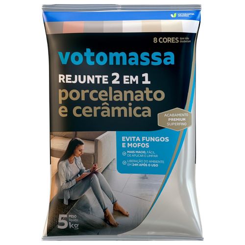 Rejunte 2x1 Porcelanatos e Cerâmicas 5kg Grafite 6204398 Votomassa