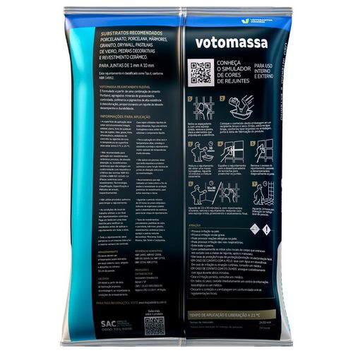 Rejunte 2x1 Porcelanatos e Cerâmicas 5kg Grafite 6204398 Votomassa