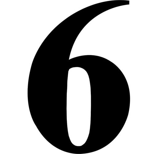 Número Acrílico Kami 14,5cm N.6 Preto