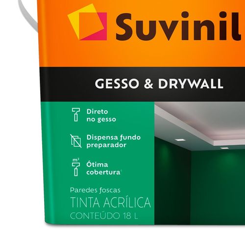 Tinta Acrílica Suvinil Gesso e Drywall Base D Água 18L