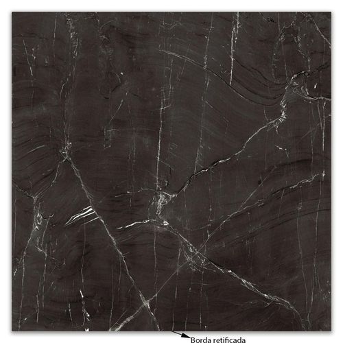 Porcelanato Elizabeth Nero Reale Esm HD Polido "A" 84x84 Retificado