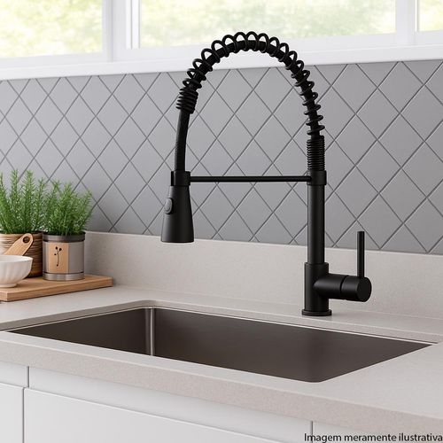 Misturador Monocomando Aqqua Cozinha Loft Preto Fosco