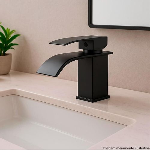 Misturador Monocomando Aqqua para Lavatório Sense Preto Fosco