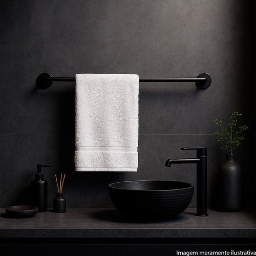 Porta Toalha Aqqua Six Preto 60cm
