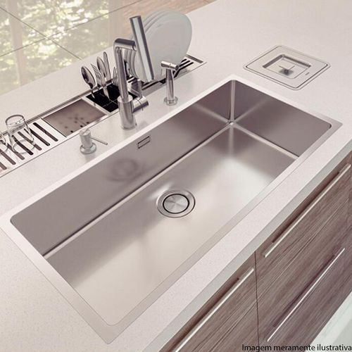 Cuba Aço Inox 90x40x25cm Quadrum Acetinado e Válcula de 4 1/2 com Escape 94000903 Tramontina