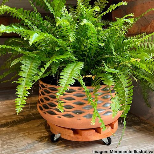 Suporte para Vaso Redondo 34cm Eucalipto Stain Jatobá S9121 Massol
