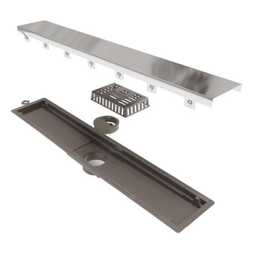 Ralo Linear PVC Novii 50cm Tampa Inox Polido Saída Central