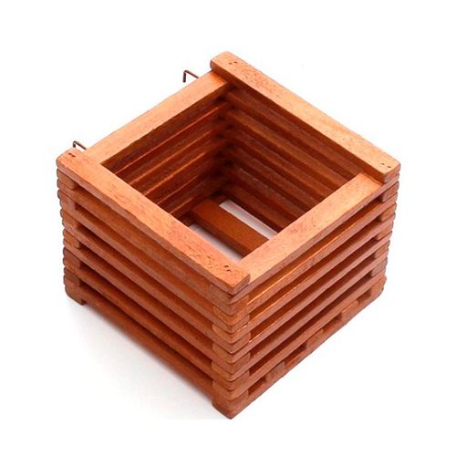 Cachepô Madeira 18x18cm Ripado Stain Jatobá VP339 Massol