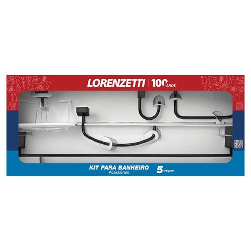 Kit Acessórios Banheiro Lorenzetti Lorenway 5 peças Preto