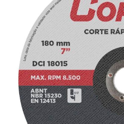 Disco de Corte Inox Cortag 180mm