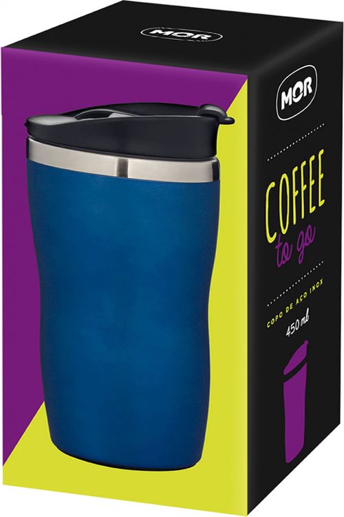 Copo Aço Inox 450ml Coffee To Go - Azul