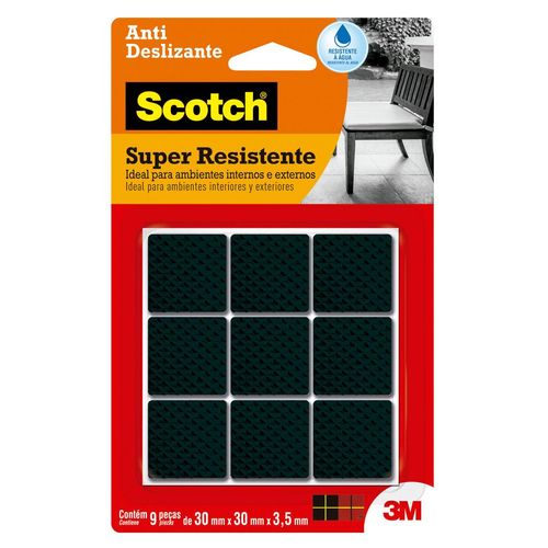 Feltro Anti deslizante 30mmx30mm Quadrado Preto G com 9 peças 3M